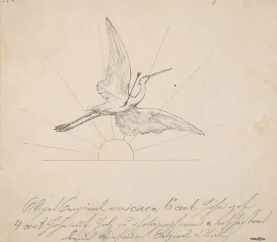 Wounded Crane With An Arrow In Its Breast Before Setting Sun