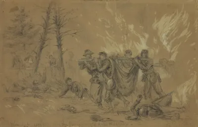Wounded Escaping From The Burning Woods Of The Wilderness
