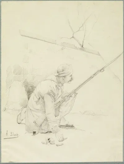 Wounded Soldier Loading His Rifle