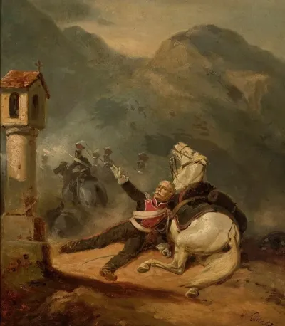 Wounded Uhlan By The Wayside Shrine