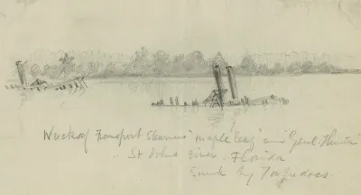 Wreck Of Transport Steamers Maple Leaf And Genl Hunter St Johns River Florida Sunk By Torpedoes