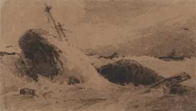 Wrecked Ship In A Stormy Sea