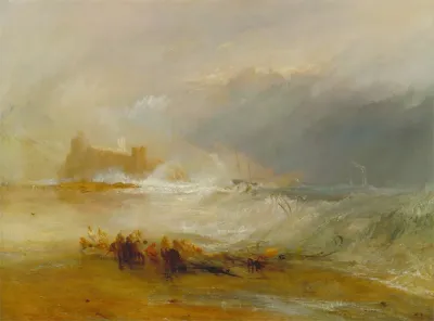Wreckers Coast Of Northumberland With A Steam Boat Assisting A Ship Off Shore