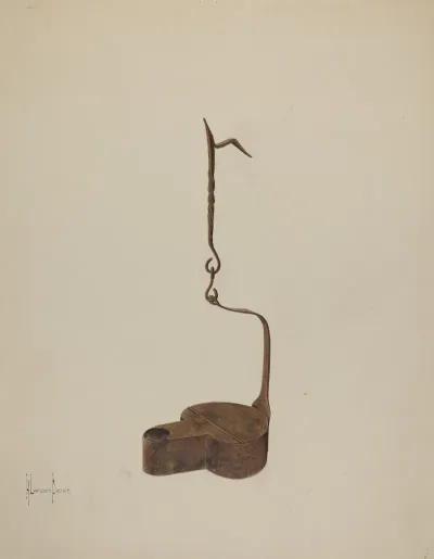 Wrought Iron Betty Lamp
