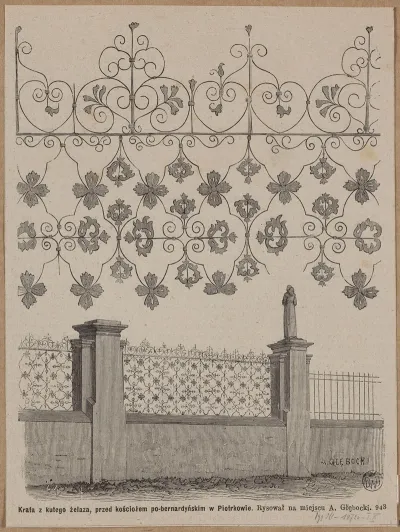 Wrought Iron Lattice In Front Of The Post Bernardine Church In Piotrkow
