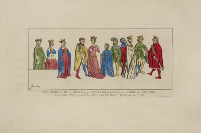 Xive Siecle Rois Reines Et Personnages De La Cour De France Miniatures De La Bibliotheque Mazarine Dessins Inedits