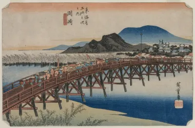 Yahagi Bridge At Okazaki Station 39 From The Series Fifty Three Stations Of The Tokaido