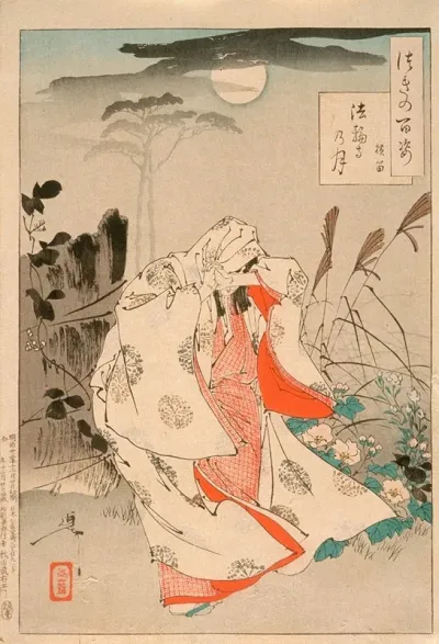 Yokobue Waiting From Takiguchi Tokiyori By Moonlight At Horinji