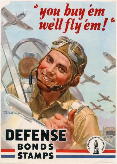 You Buy Em Well Fly Em Defense Bonds Stamps