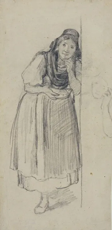 Young Black Forest Woman Listening With Sewing Box