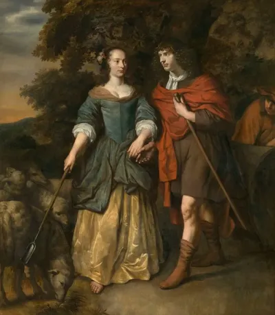 Young Couple In Shepherds Costumes