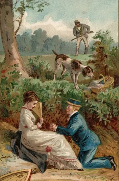 Young Couple With Hunter In The Background