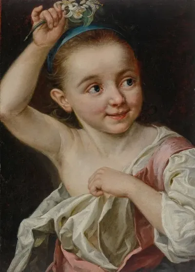 Young Girl Holding A Flower