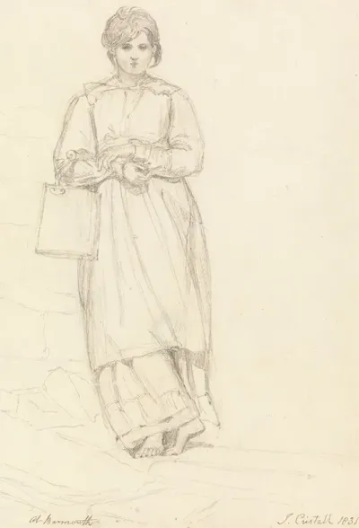 Young Girl Holding A Milk Can