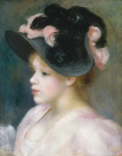 Young Girl In A Pink And Black Hat