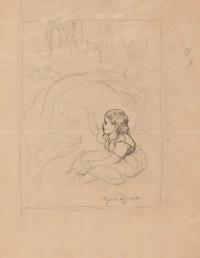 Young Girl Sitting Under A Bush