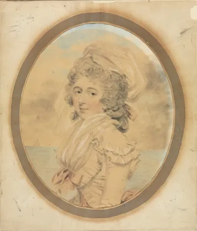 Young Lady With A Pink Bow On Her Bodice