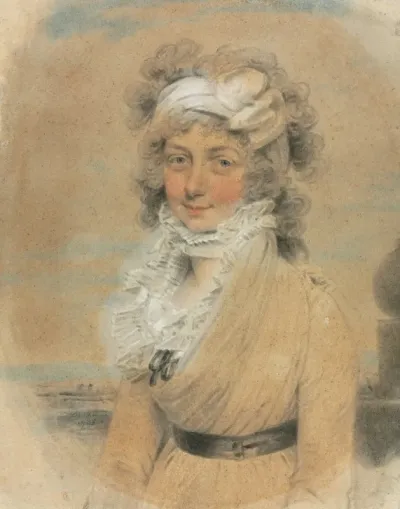 Young Lady With A White Bow On Her Head
