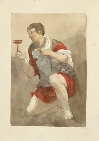 Young Man In Toga With Pitcher And Wine Glass