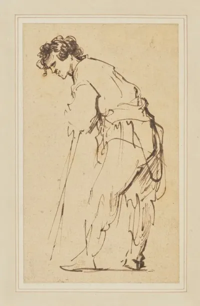 Young Man Leaning On A Stick