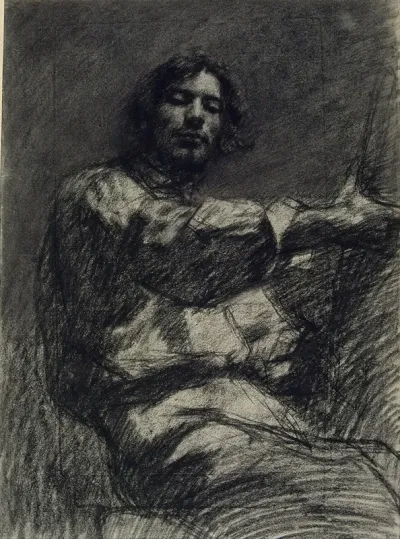 Young Man Sitting Study Self Portrait Known As At The Easel