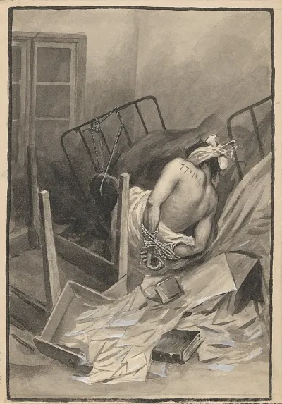 Young Man Tied Up And Bound To A Bed