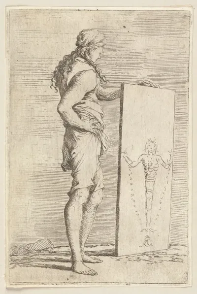 Young Man Viewing A Painting