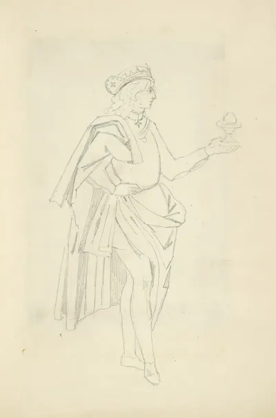Young Man Wearing Long Shawl Draped Around His Shoulder And Hips