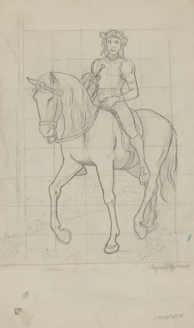 Young Man With A Wreath On His Head On Horseback