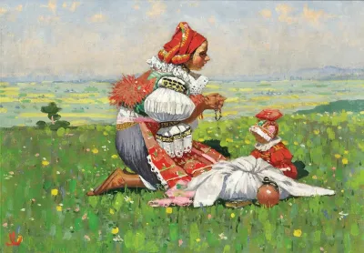 Young Mother With Her Child On Pilgrimage