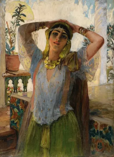 Young Oriental Woman On A Terrace