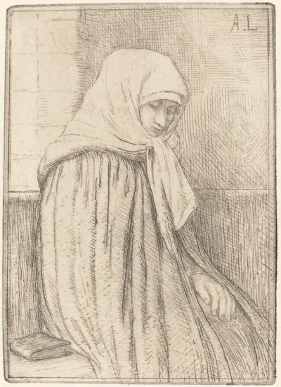 Young Peasant Seated In A Church Jeune Paysanne Assise Dans Une Eglise
