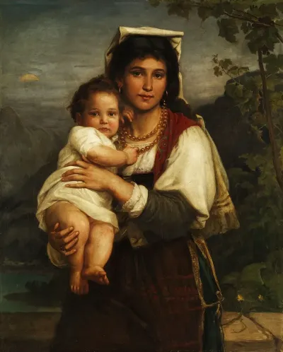 Young Roman Woman With Child As Madonna Sistina