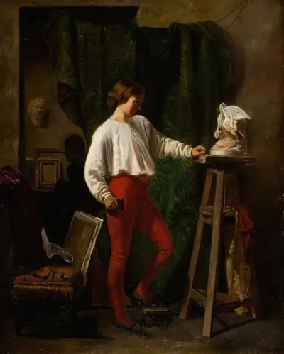 Young Sculptor In His Atelier