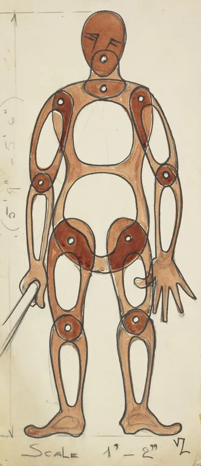 Young Tramps Wooden Figure With Hollow And Jointed Limbs