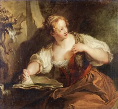Young Woman At A Fountain