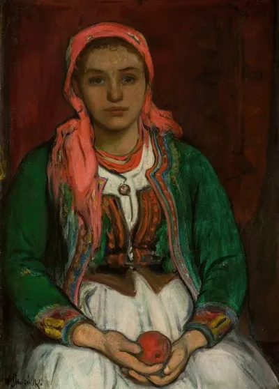 Young Woman From The Highlands With An Apple