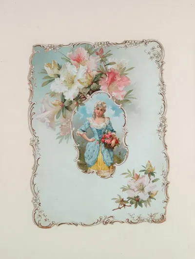 Young Woman Holding A Basket Of Roses