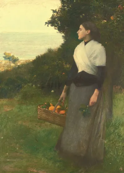 Young Woman In A Garden Of Oranges