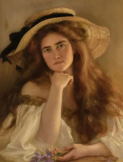 Young Woman In A Large Picture Hat