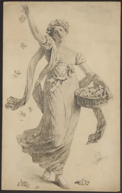 Young Woman In A Long Empire Dress