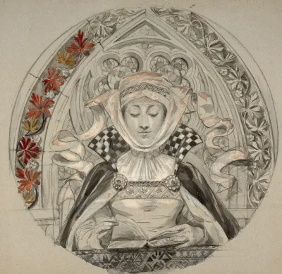 Young Woman In A Medieval Style Reading