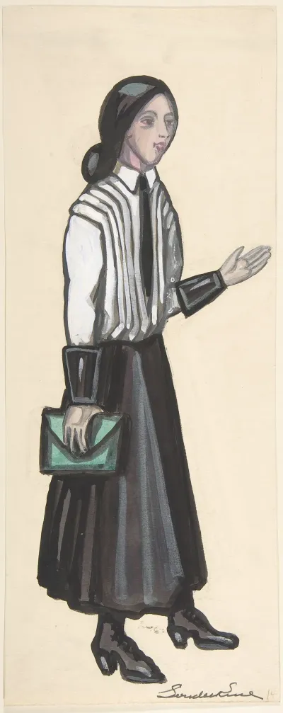 Young Woman In A White Pleated Blouse