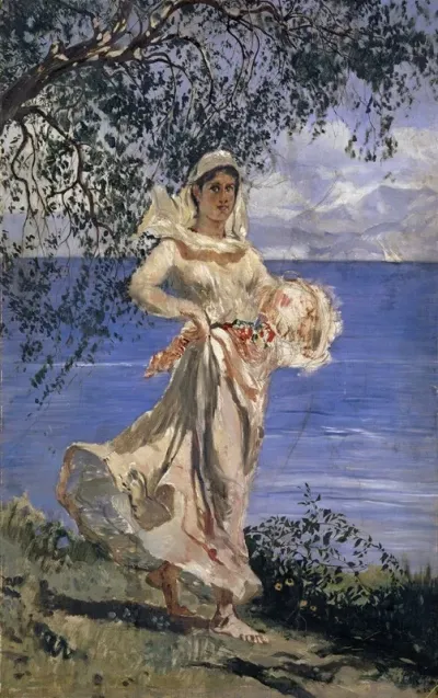 Young Woman In Full Figure At A Lake Shore Diamantina