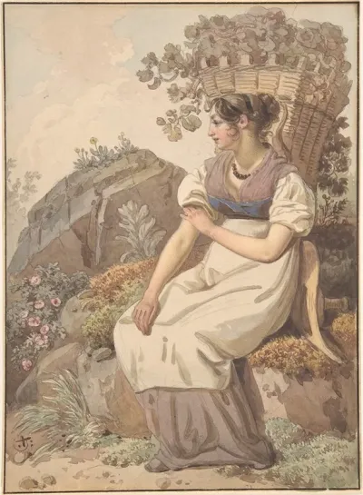 Young Woman In The Vaudois After The Grape Harvest