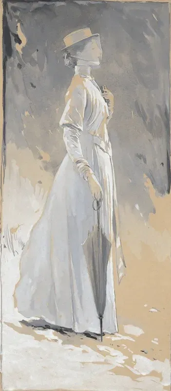 Young Woman In White Miss Cynthia Illustration For The House With Cross