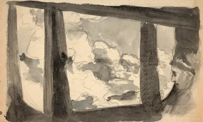 Young Woman Looking Out Of A Train Window