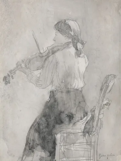 Young Woman Playing A Violin