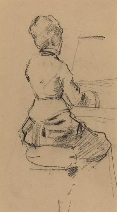 Young Woman Seated At A Piano Verso