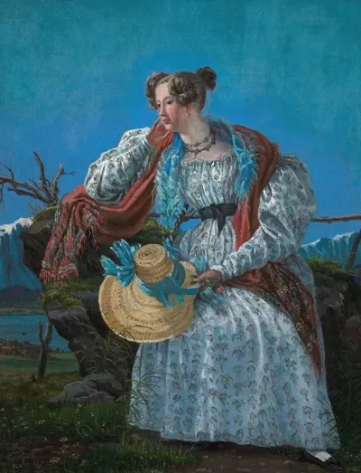 Young Woman Sitting In A Norwegian Landscape
